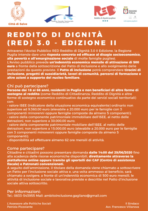 REDDITO DI DIGNITÀ (RED) 3.0 – EDIZIONE II